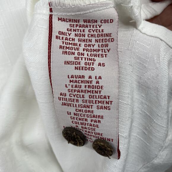 Caribbean Joe Camp Shirt Mens M White Embroidered Floral Button Up Short Sleeve - Picture 6 of 7